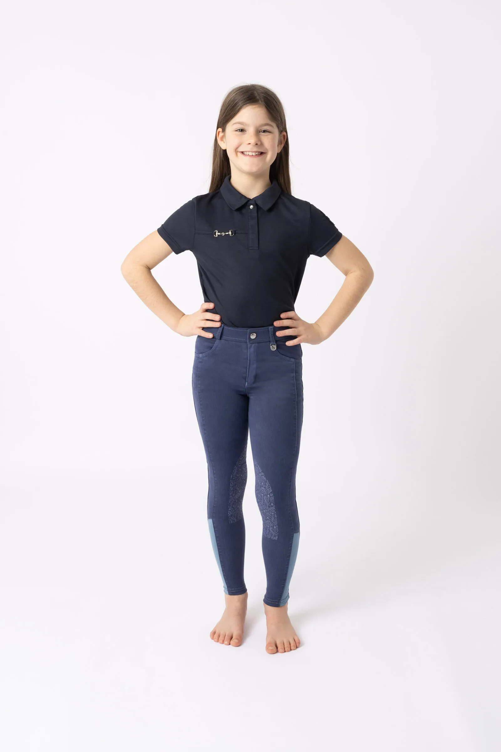 Horze Pantalones de Montar con Refuerzo de Rodilla para Niños Suki