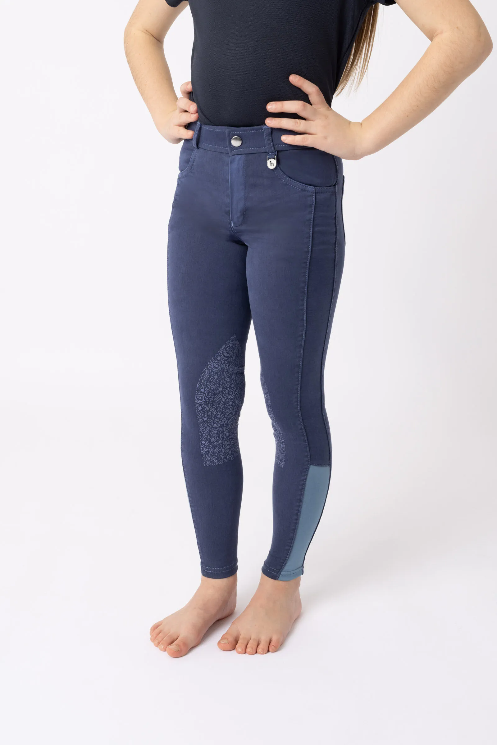 Horze Pantalones de Montar con Refuerzo de Rodilla para Niños Suki
