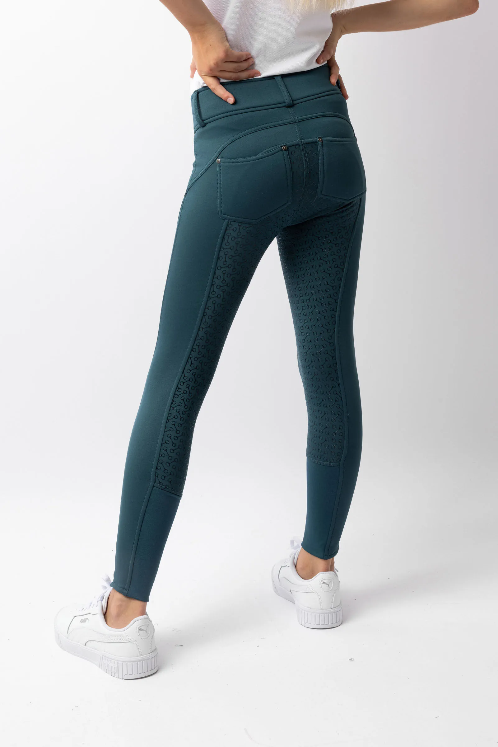 Horze Pantalones de Montar Térmicos con Asiento Completo y Bolsillos Traseros para Niños Rhea