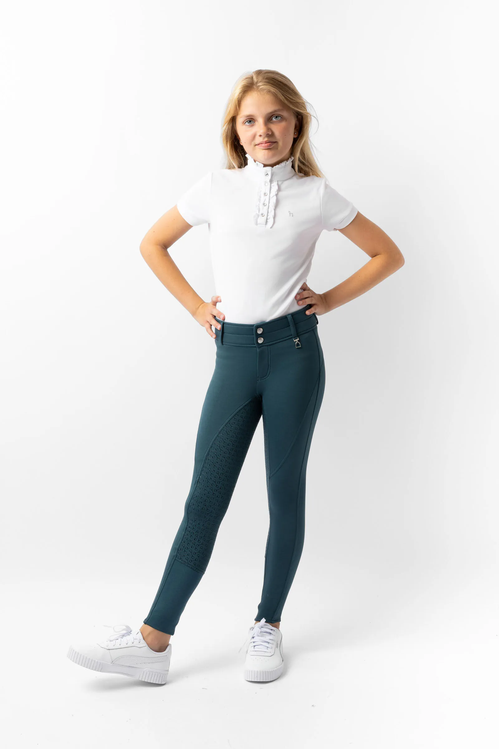 Horze Pantalones de Montar Térmicos con Asiento Completo y Bolsillos Traseros para Niños Rhea