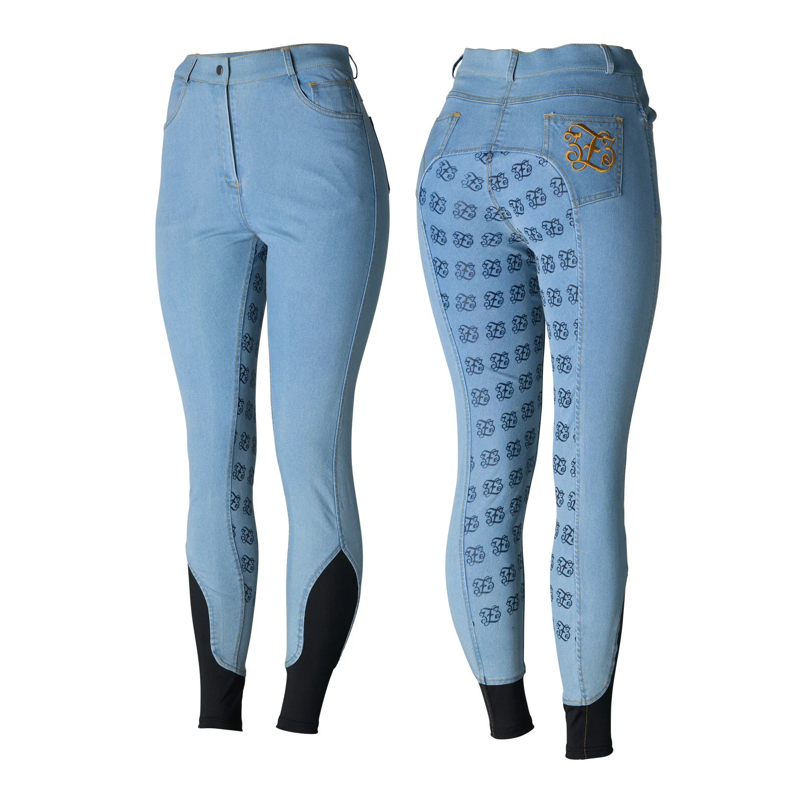 Horze Pantalonesde Montar Vaqueros con Cintura Alta y Asiento Completo para Mujer