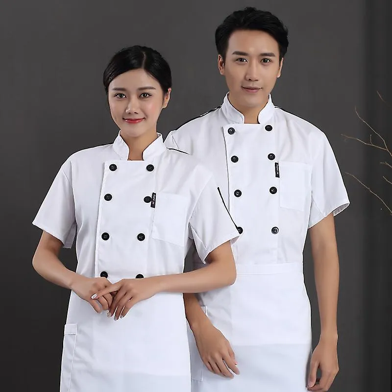 Hotel Chef Uniforme Pastel de manga corta Hornear Comida occidental Cocina y cantina Ropa de trabajo Hombre y mujer Chef Uniform