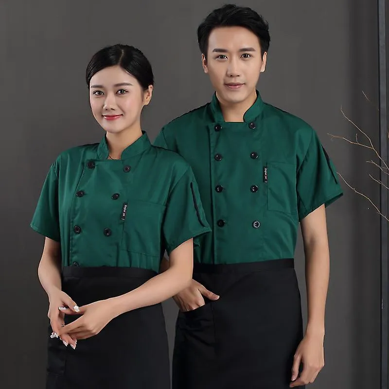 Hotel Chef Uniforme Pastel de manga corta Hornear Comida occidental Cocina y cantina Ropa de trabajo Hombre y mujer Chef Uniform