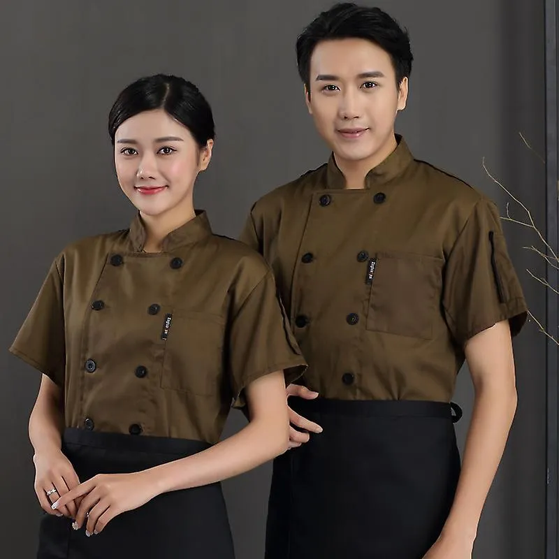 Hotel Chef Uniforme Pastel de manga corta Hornear Comida occidental Cocina y cantina Ropa de trabajo Hombre y mujer Chef Uniform