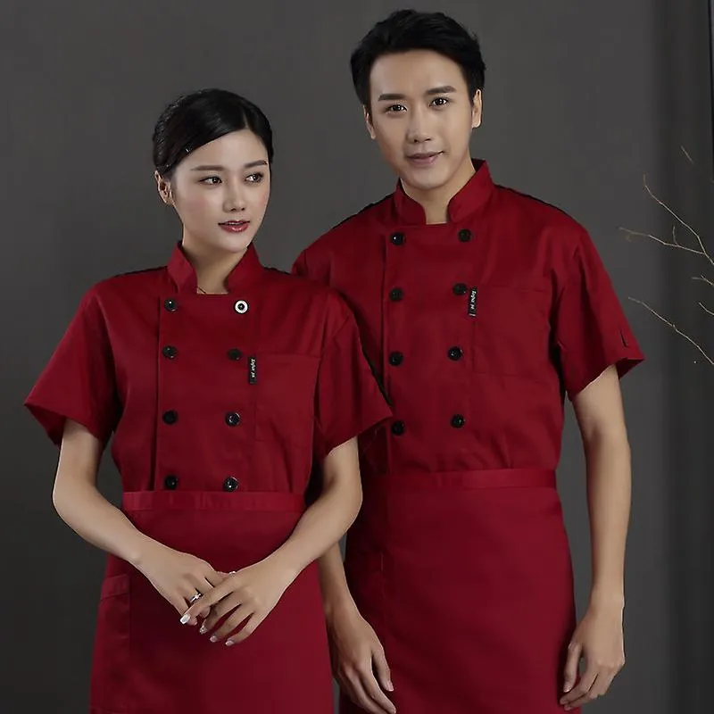 Hotel Chef Uniforme Pastel de manga corta Hornear Comida occidental Cocina y cantina Ropa de trabajo Hombre y mujer Chef Uniform