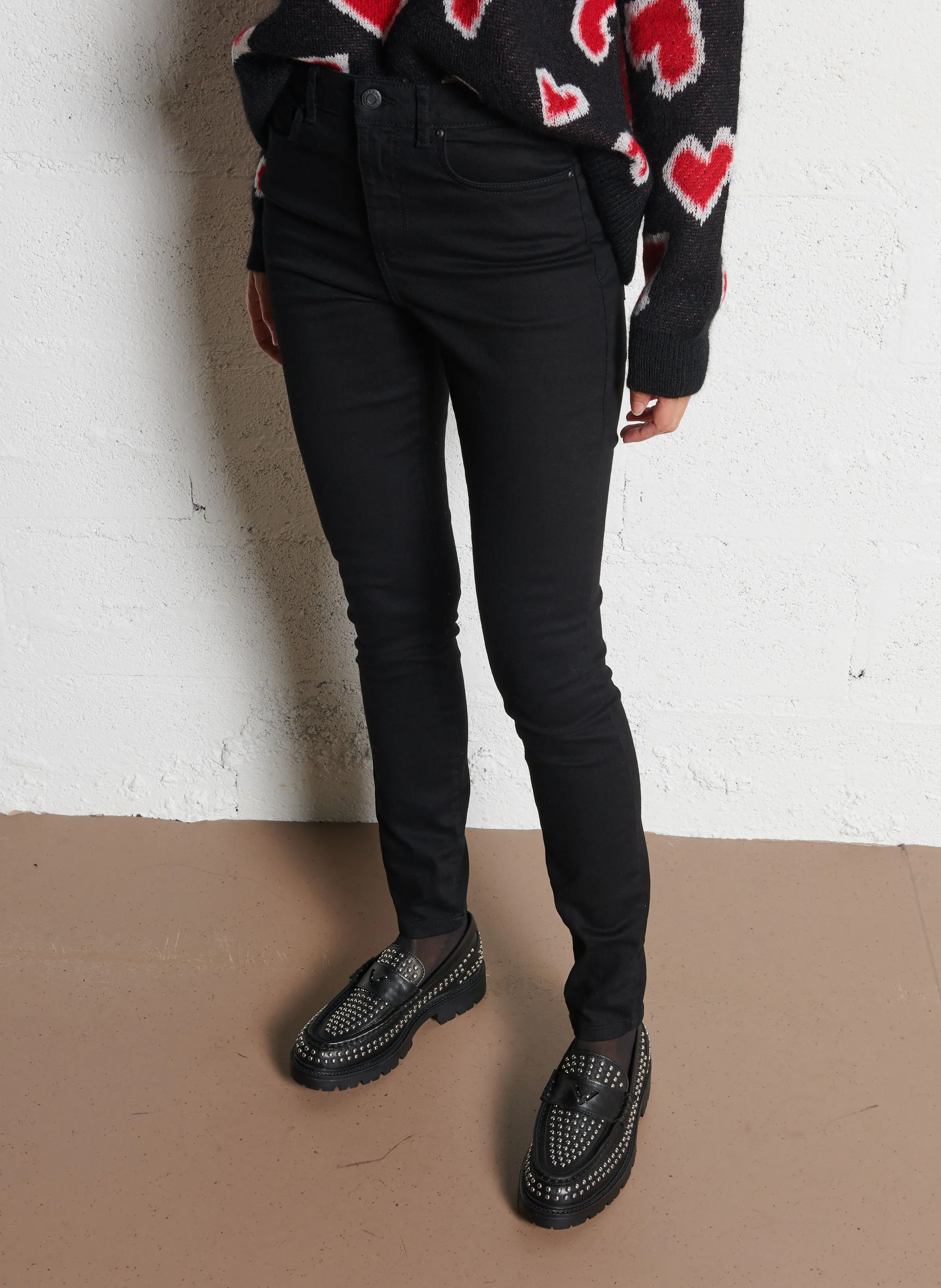 IKKS Pantalón slim de mezcla de algodón en negro