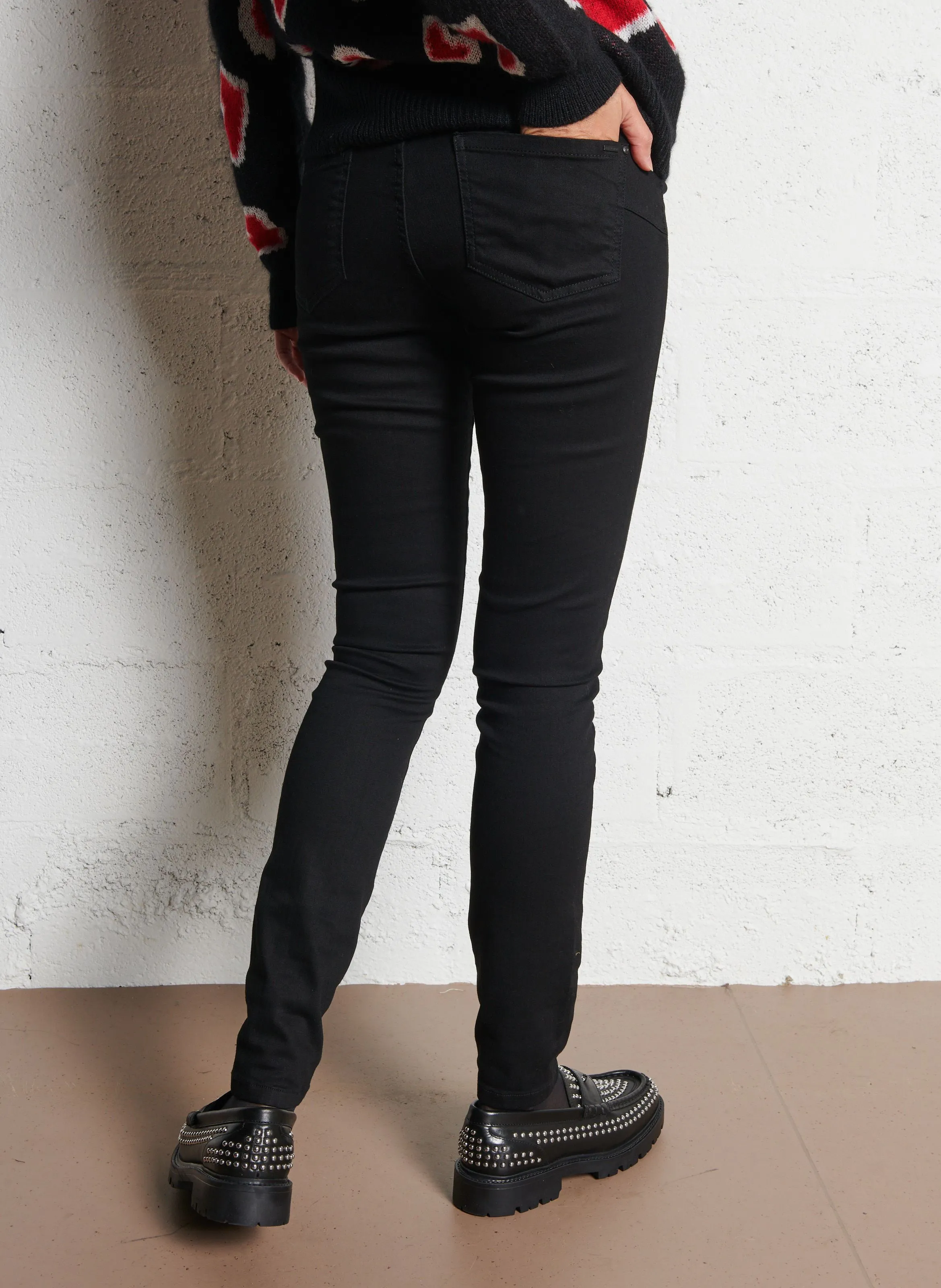 IKKS Pantalón slim de mezcla de algodón en negro
