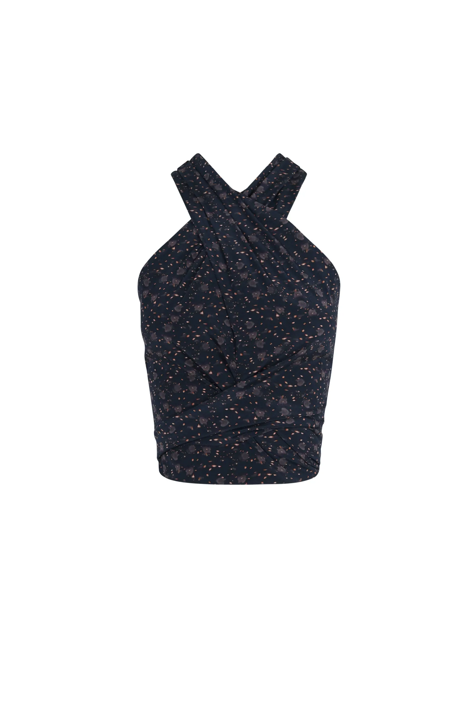 Iman, hedy print stretch silk top