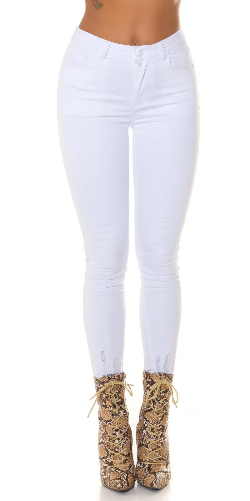 Jeans cintura alta de color Blanco