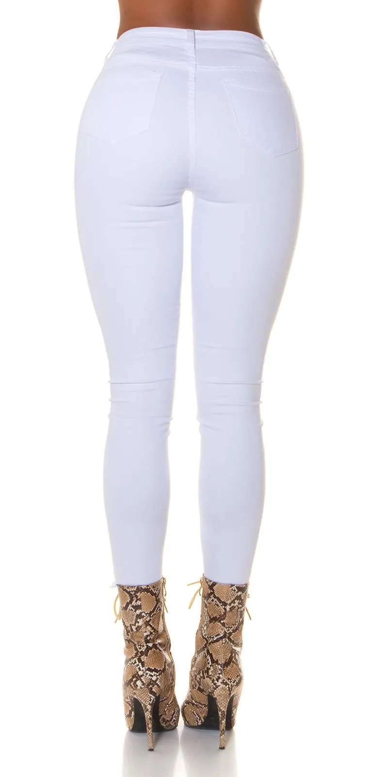 Jeans cintura alta de color Blanco
