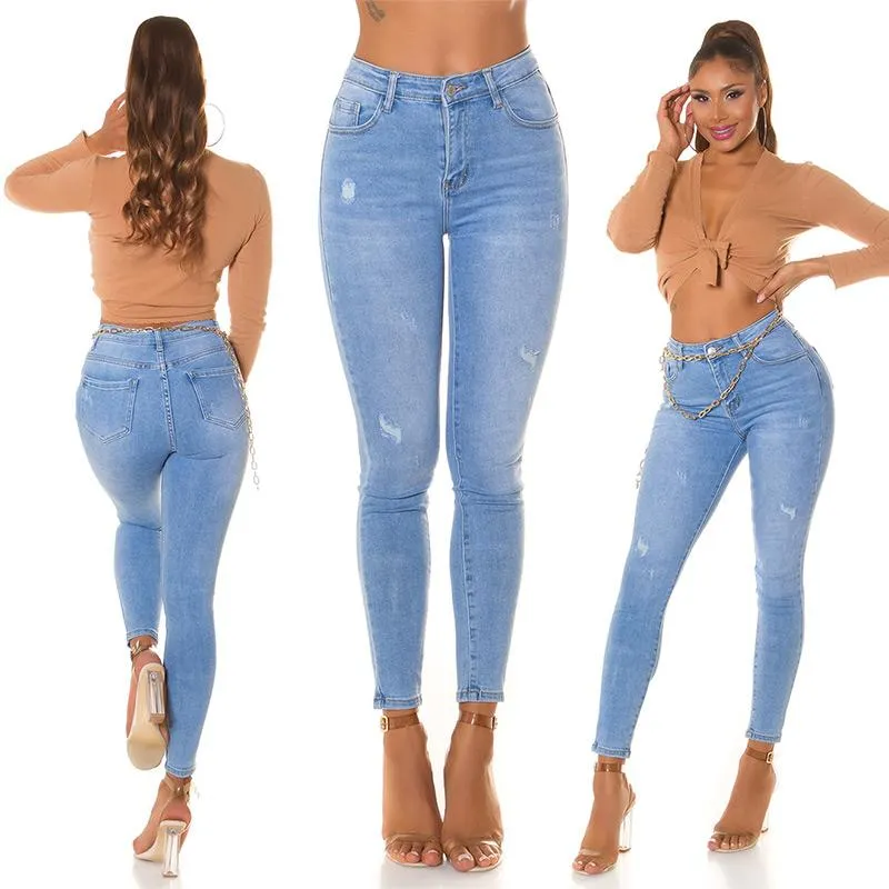 Jeans push up de cintura alta 