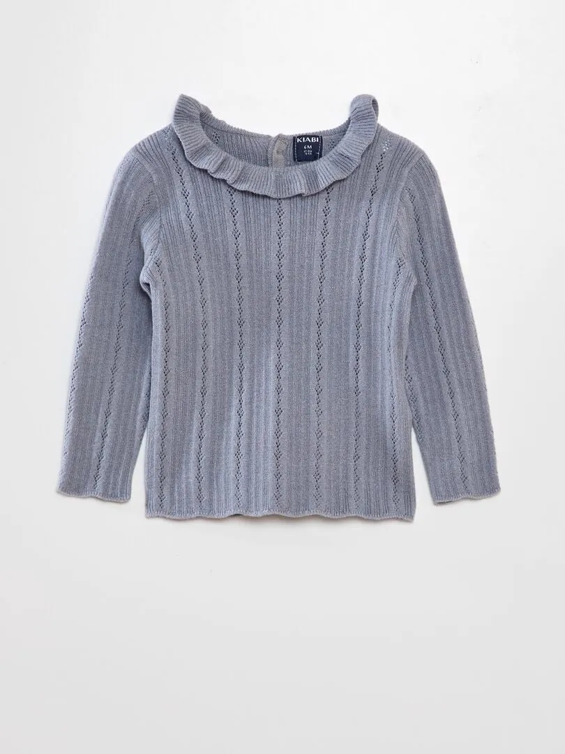 JERSEY DE PUNTO CALADO CON CUELLO  AZUL