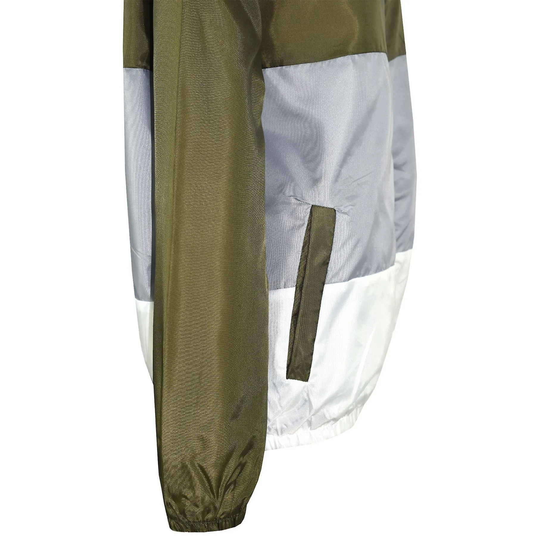 Kids Unisex Khaki Panel de contraste rompevientos con capucha