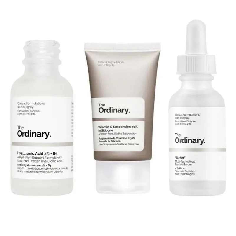 KIT X 3 THE ORDINARY ANTIARRUGAS/ANTIEDAD | VITAMINA C + A. HIALURóNICO + BUFFET