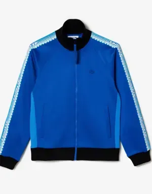 Lacoste Sudadera de mujer loose fit de rayas con cremallera y logo