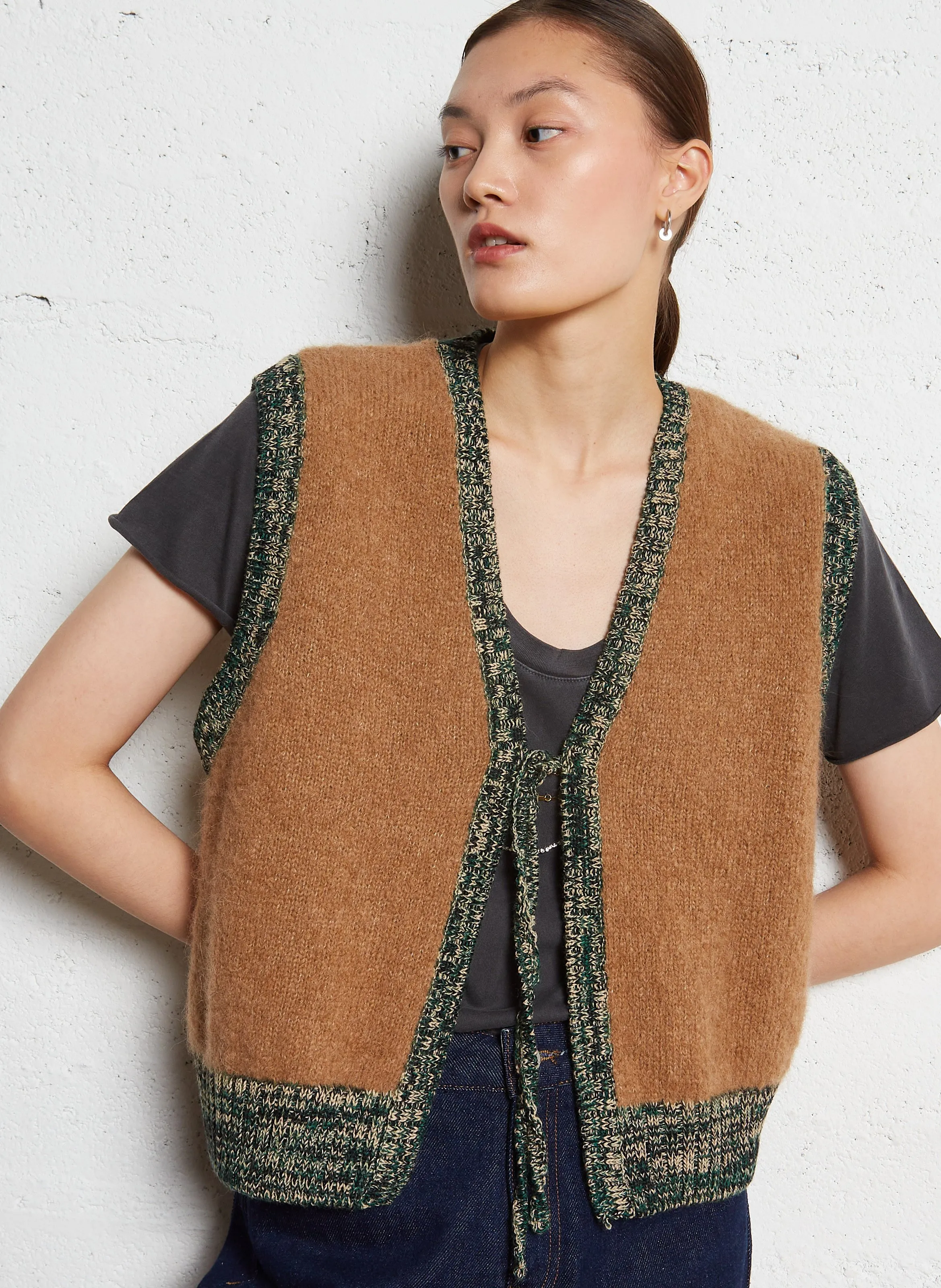 LEON & HARPER MILLY  CHALECO SIN MANGAS DE MEZCLA DE ALPACA EN BEIGE