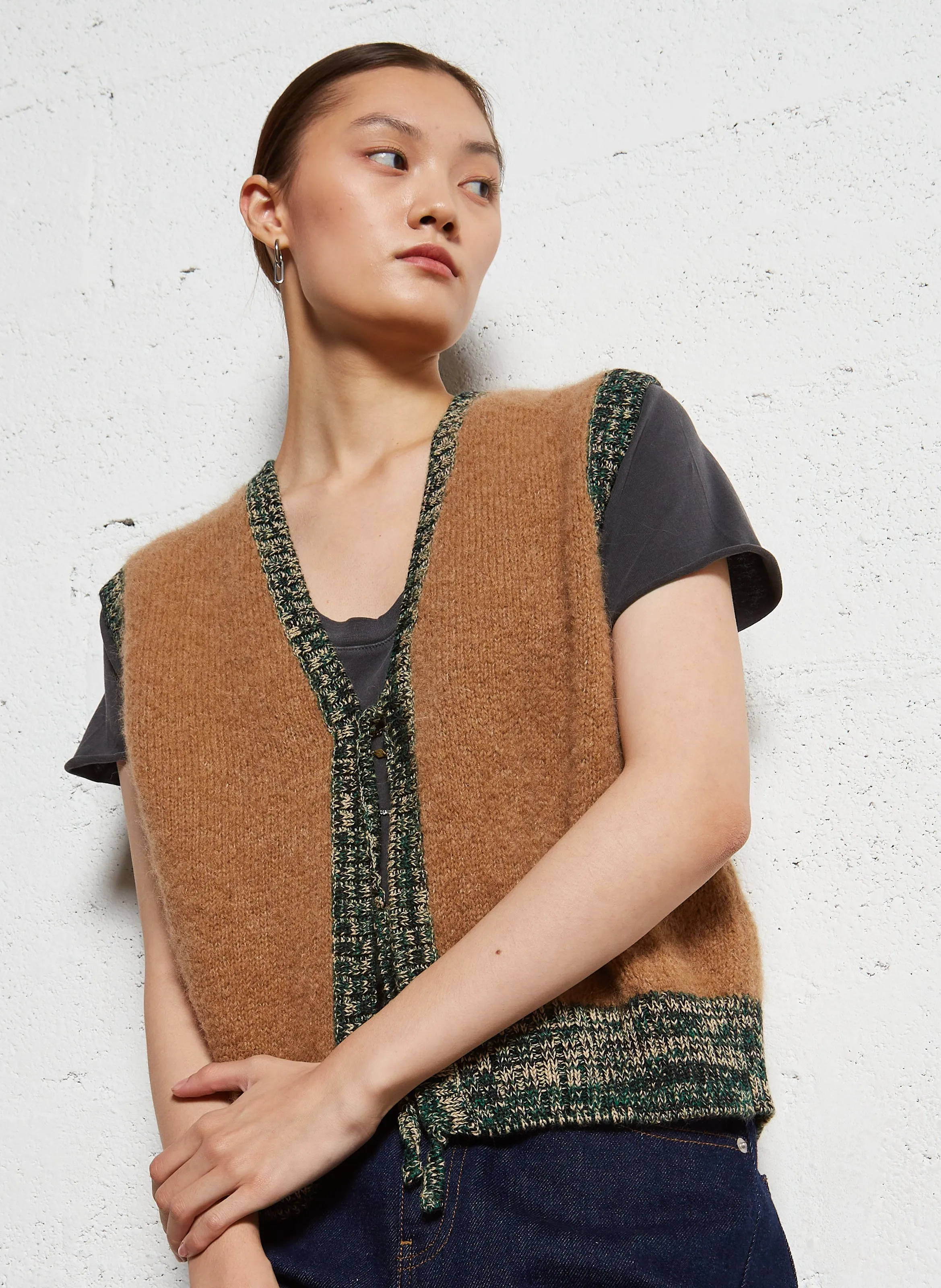 LEON & HARPER MILLY  CHALECO SIN MANGAS DE MEZCLA DE ALPACA EN BEIGE