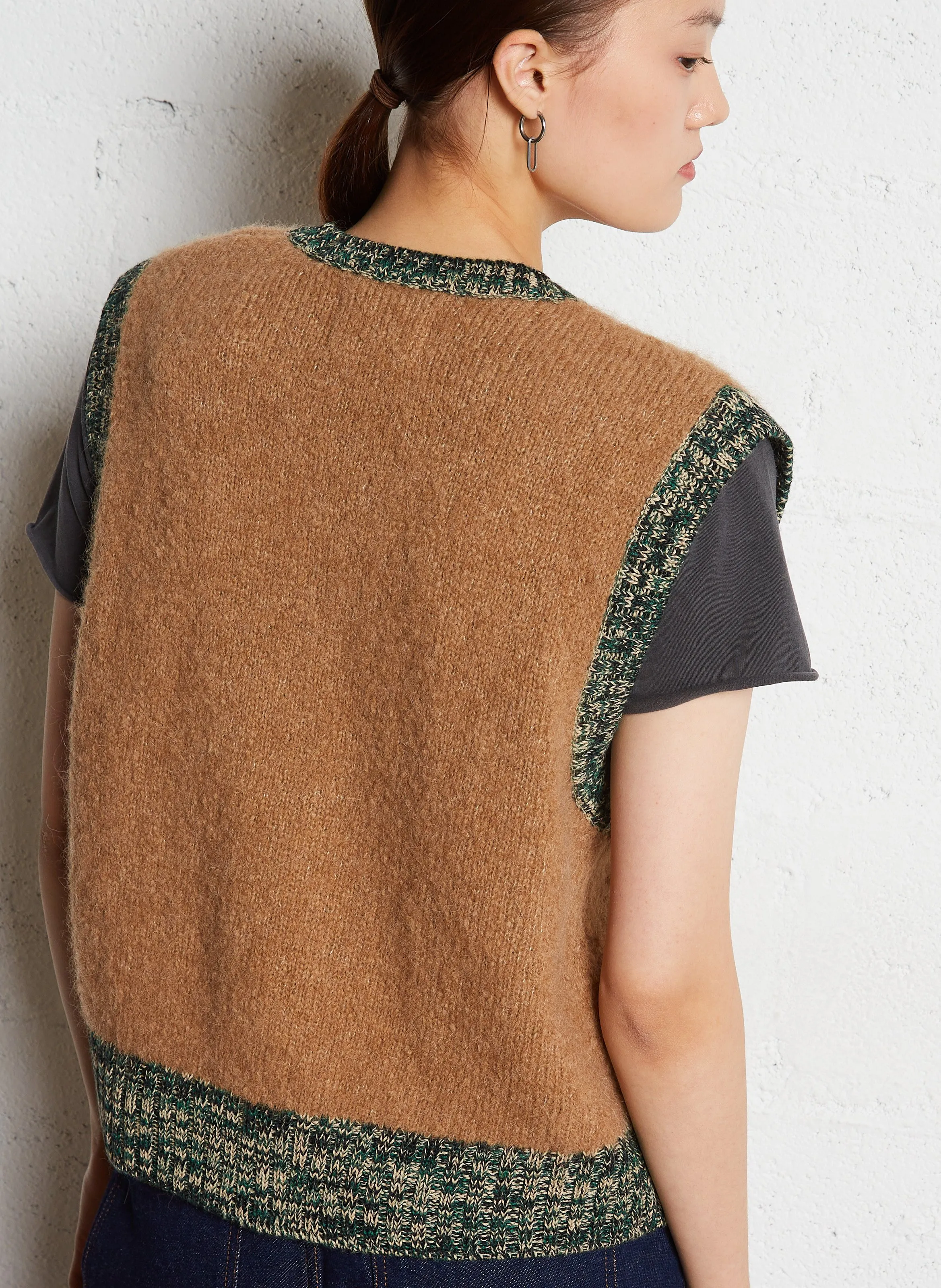 LEON & HARPER MILLY  CHALECO SIN MANGAS DE MEZCLA DE ALPACA EN BEIGE