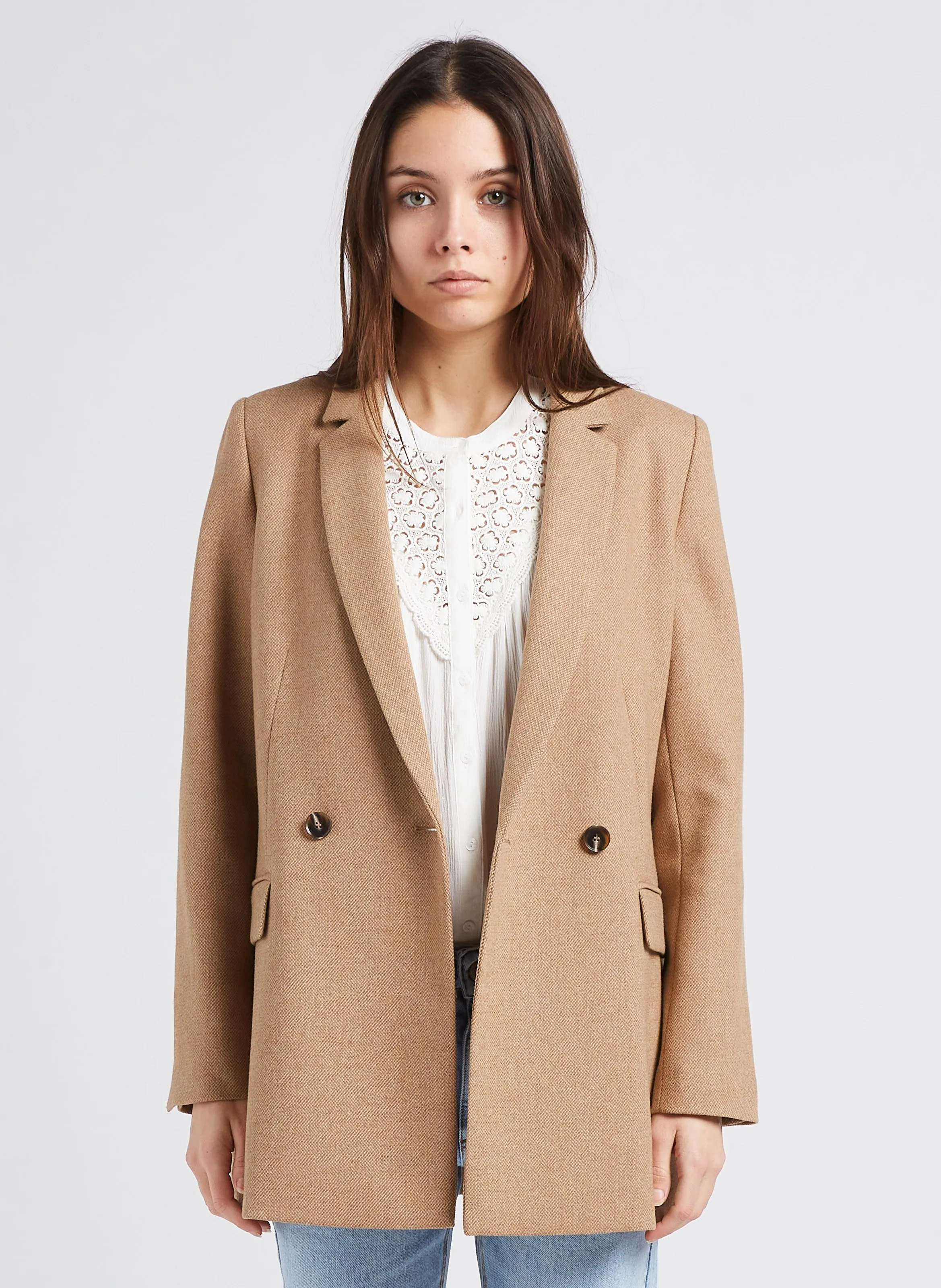 MAISON 123 BESS  CHAQUETA SASTRE DE MEZCLA DE LANA EN BEIGE