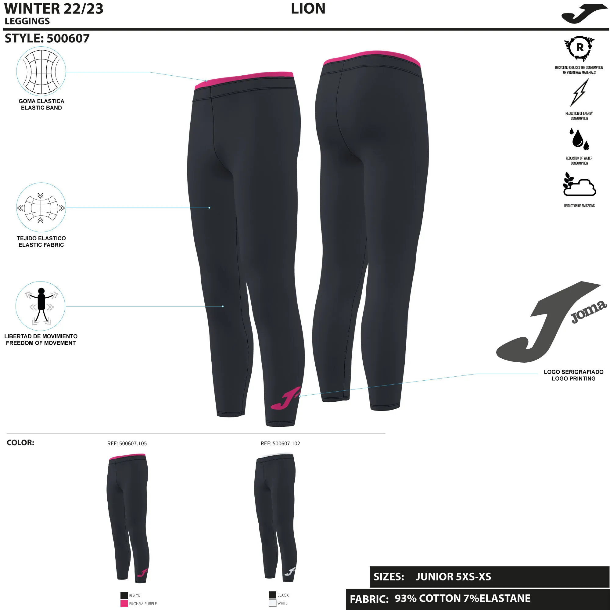Mallas largas mujer Lion negro blanco