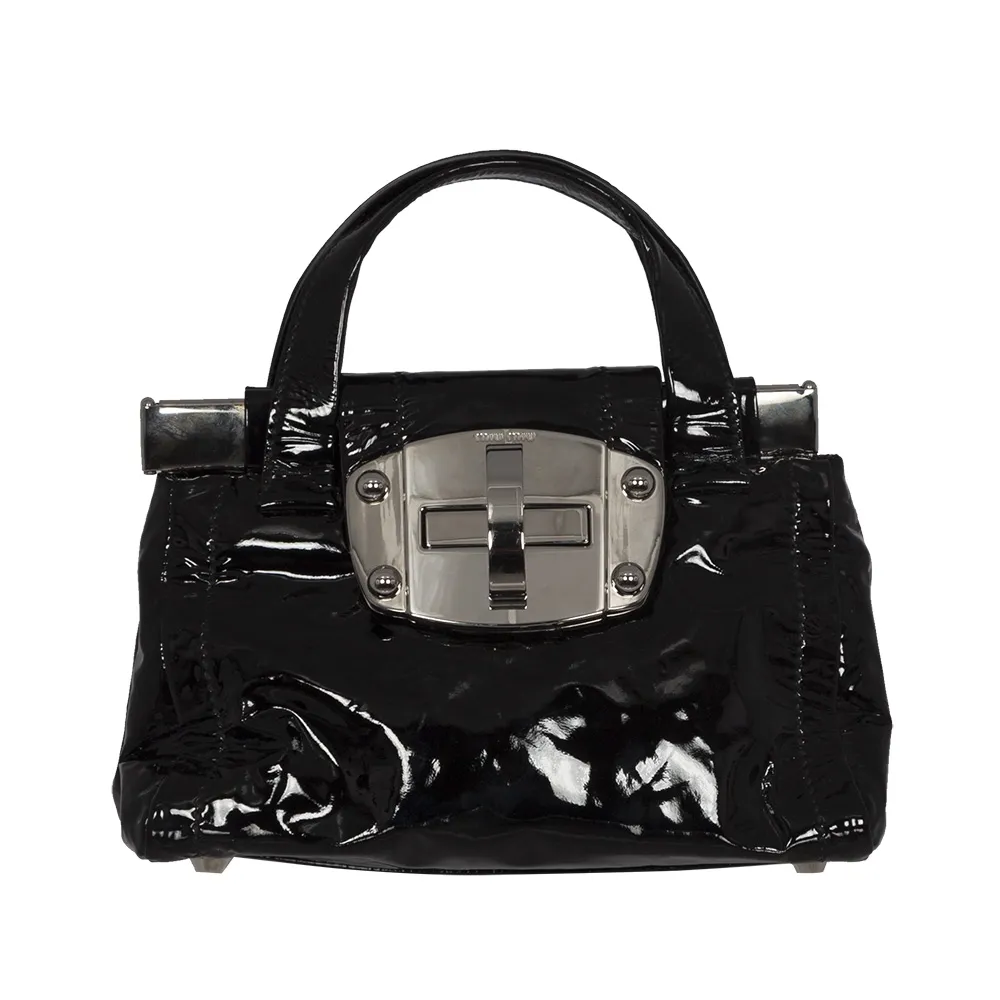 Miu Miu Bolso Turnlock Charol Negro