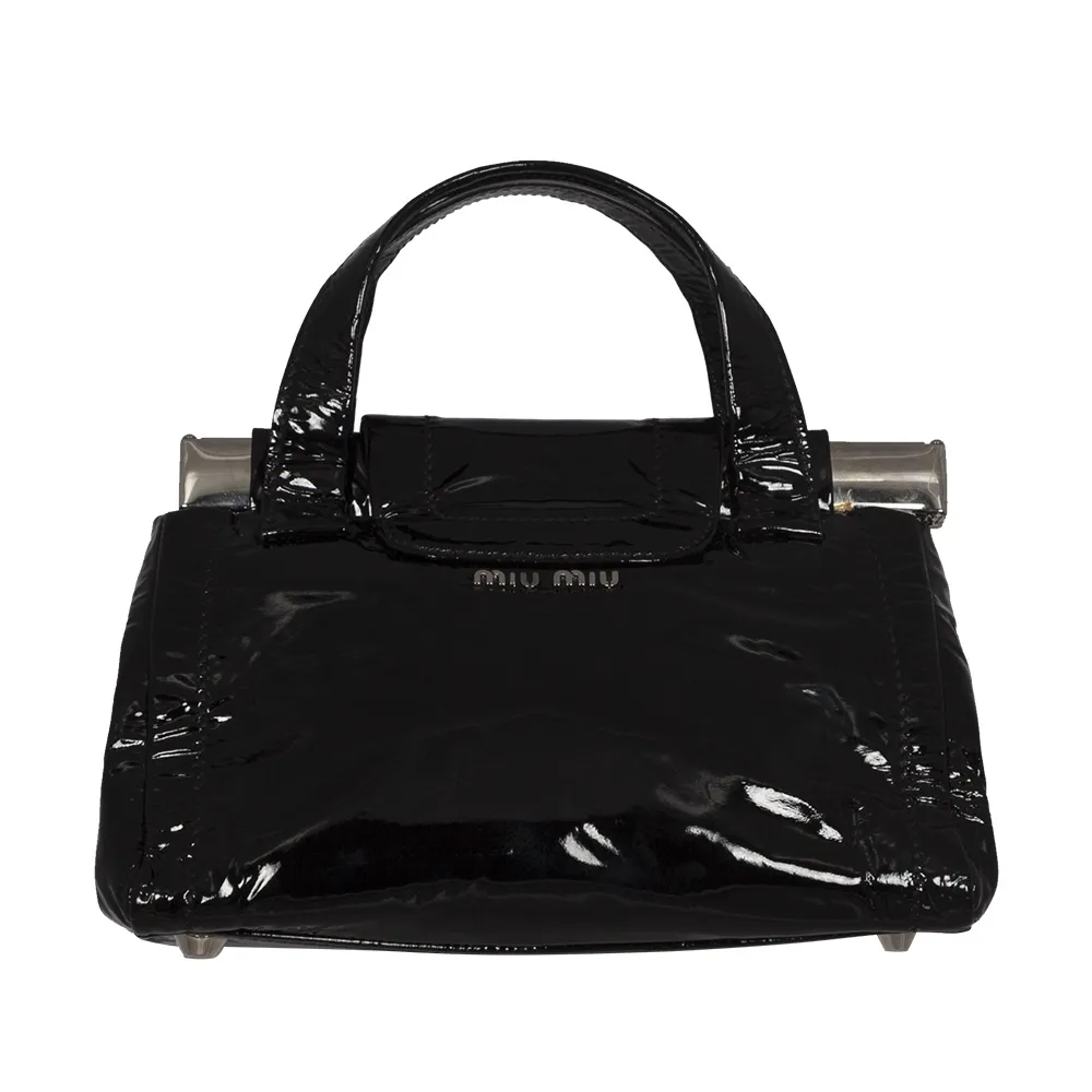Miu Miu Bolso Turnlock Charol Negro