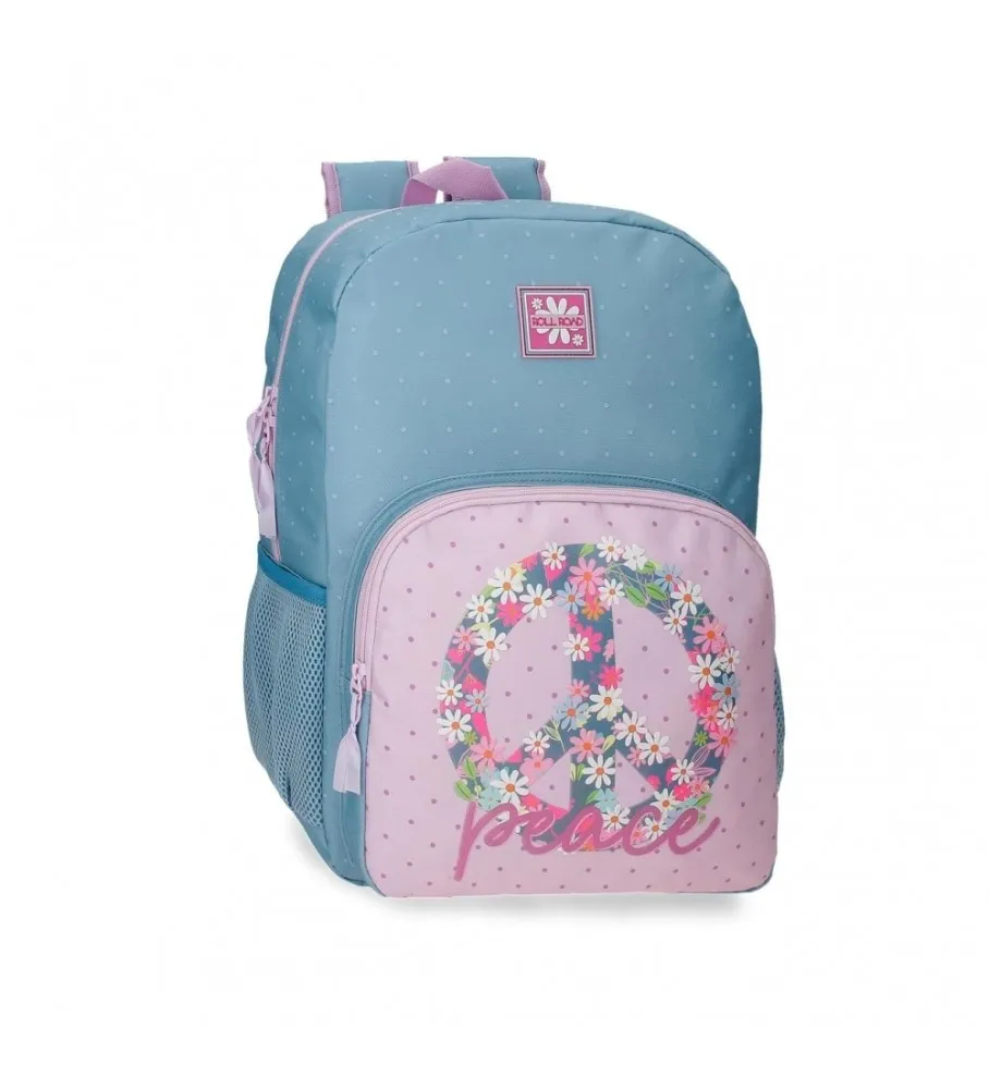 Mochila cm Roll Road Peace adaptable a carro 42 cm azul, rosa