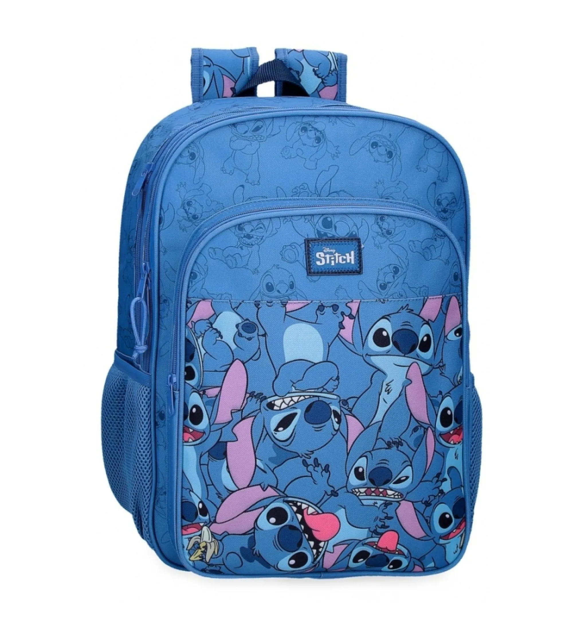 Mochila escolar Happy Stitch dos compartimentos marino