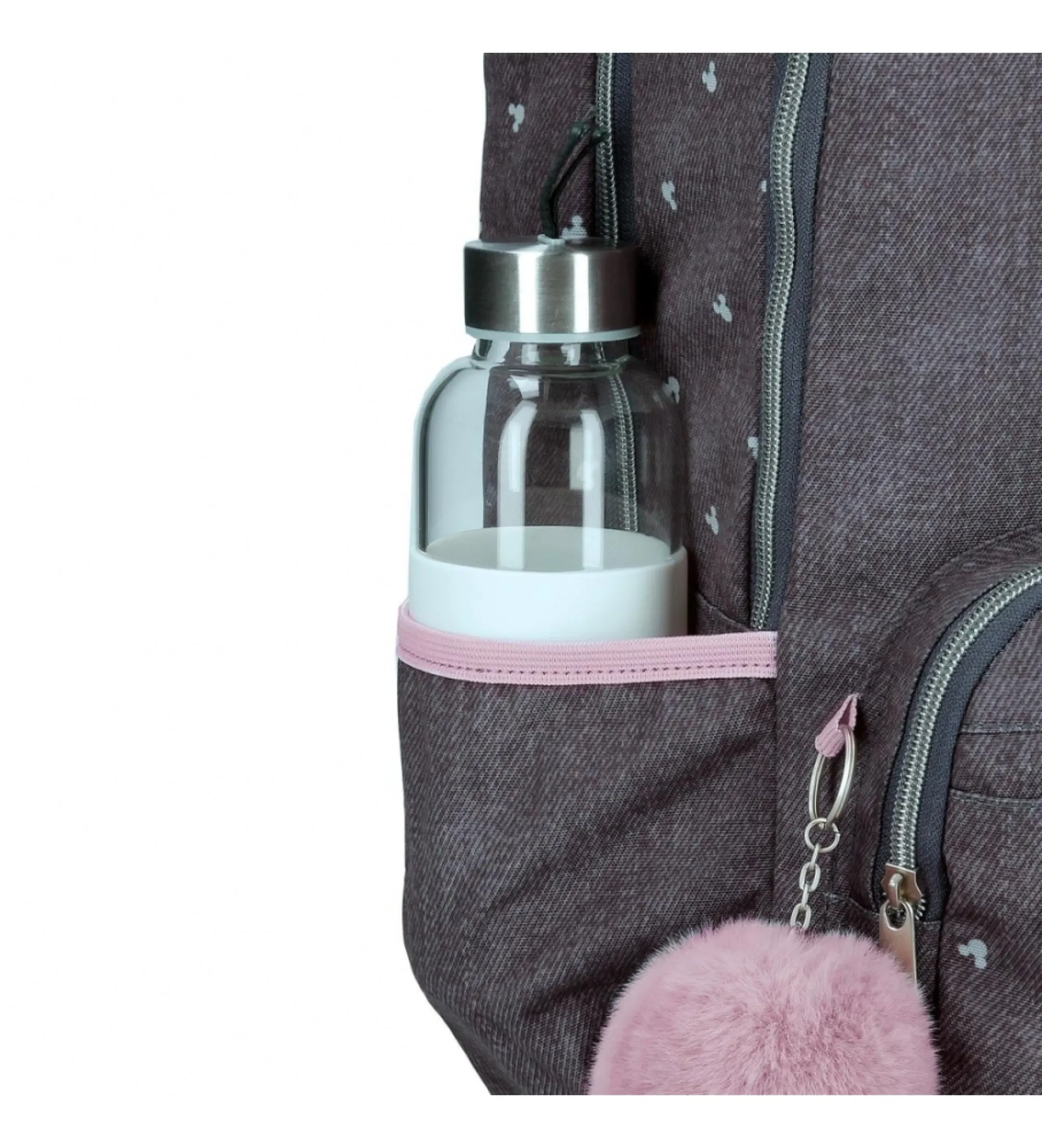 Mochila escolar Mickey studs doble compartimento adaptable a carro antracita