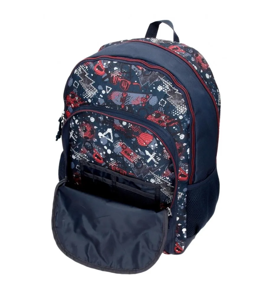 Mochila escolar Movom Free time adaptable dos compartimento 46 cm marino