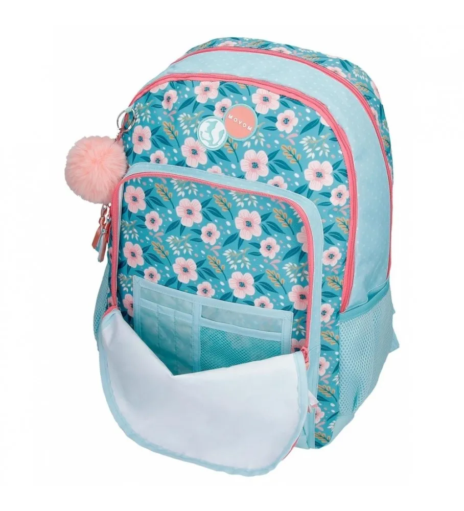 Mochila Escolar Movom Never Stop Dreaming Dos Compartimentos adaptable azul