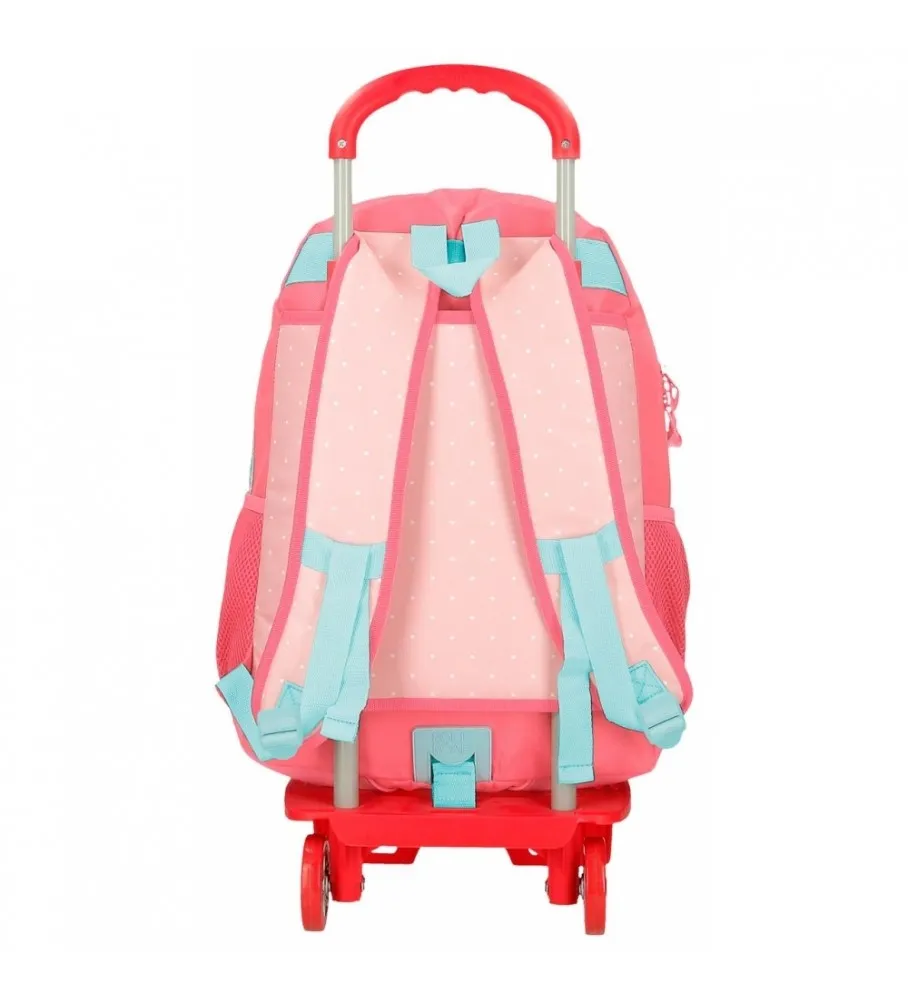 Mochila Escolar Roll Road My little Town Dos Compartimentos con carro rosa