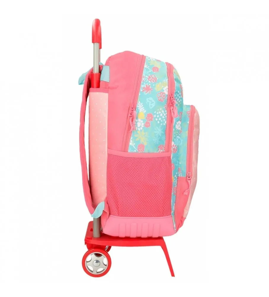 Mochila Escolar Roll Road My little Town Dos Compartimentos con carro rosa