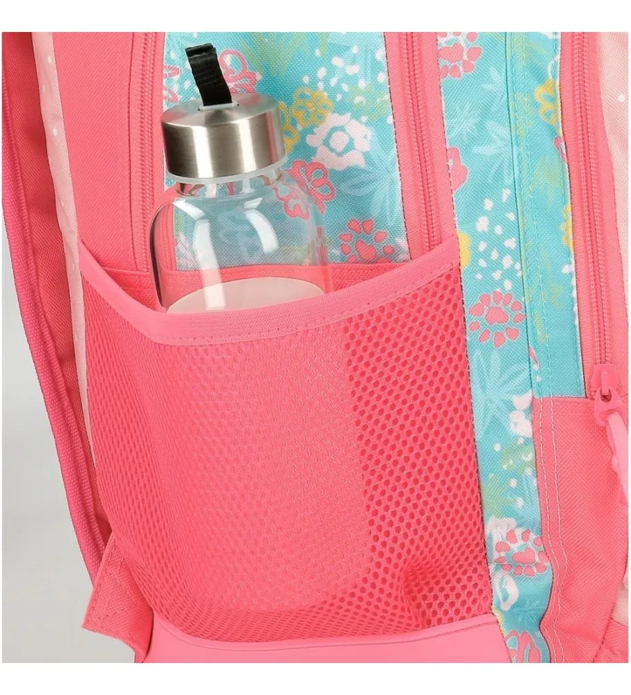 Mochila Escolar Roll Road My little Town Dos Compartimentos con carro rosa