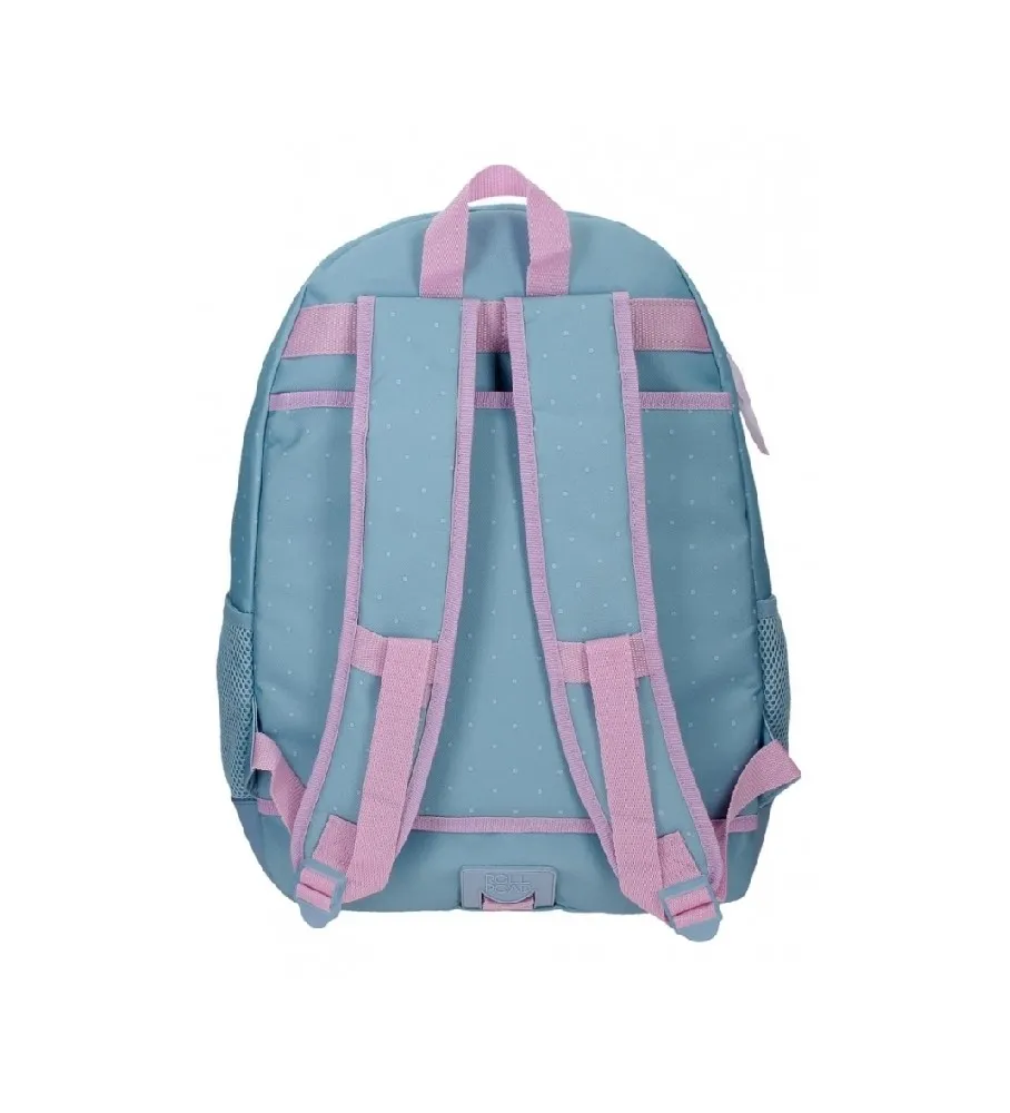 Mochila Escolar Roll Road Peace Dos Compartimentos adaptable a carro azul, rosa