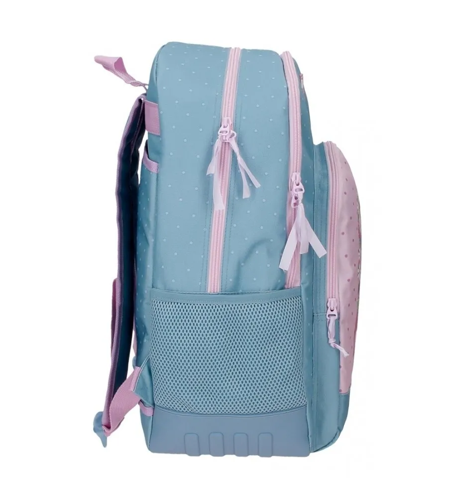 Mochila Escolar Roll Road Peace Dos Compartimentos adaptable a carro azul, rosa