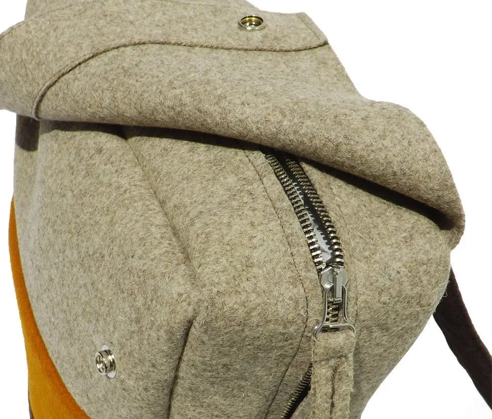 Mochila para portátil de burel de lana ecológica