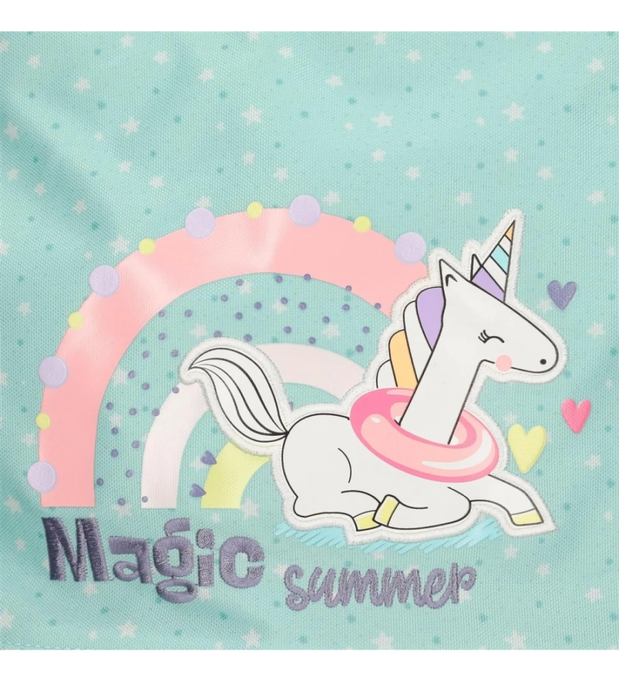 Mochila porta ordenador Magic summer dos compartimentos con carro verde, rosa