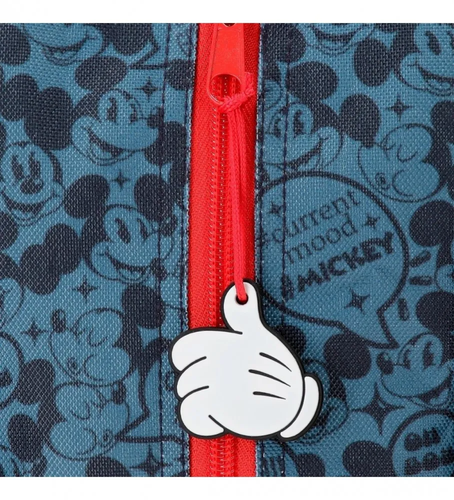 MOCHILA PREESCOLAR MICKEY GET MOVING 28CM CON CARRO ROJO, AZUL 23X28X10CM