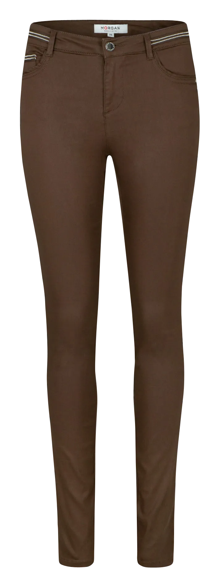 MORGAN PALONA  PANTALóN SLIM ENCERADO EN MARRON