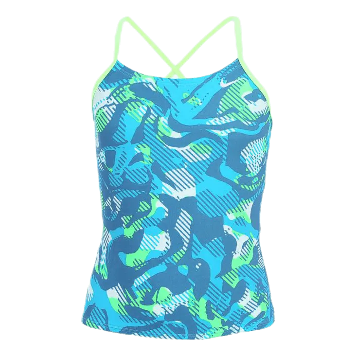 Natación Nike Floral Camo Crossback Tankini Turquoise