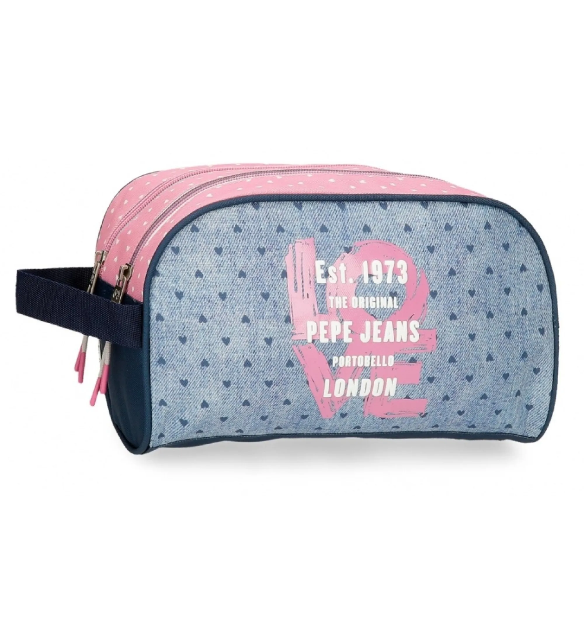 Neceser Pepe Jeans Noni denim dos compartimentos azul