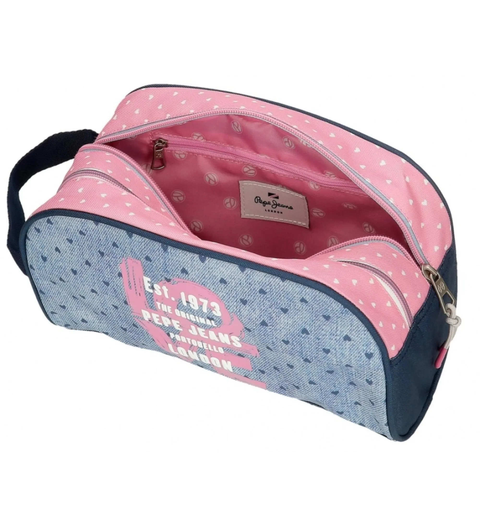 Neceser Pepe Jeans Noni denim dos compartimentos azul