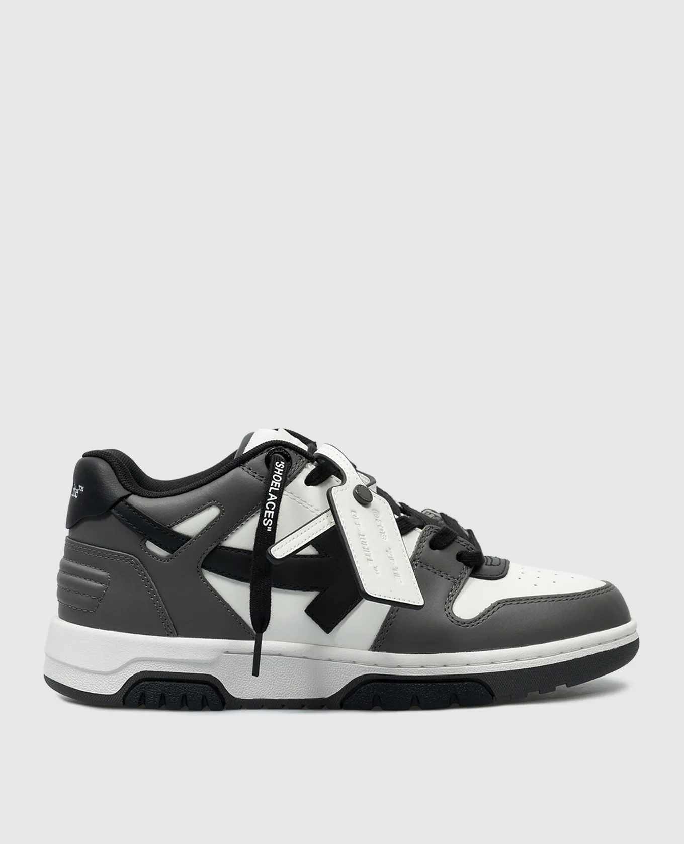 OFFWHITE OUT OF OFFICE GRAY LEATHER SNEAKERS