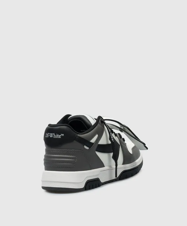 OFFWHITE OUT OF OFFICE GRAY LEATHER SNEAKERS
