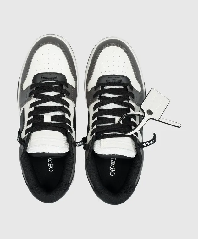 OFFWHITE OUT OF OFFICE GRAY LEATHER SNEAKERS