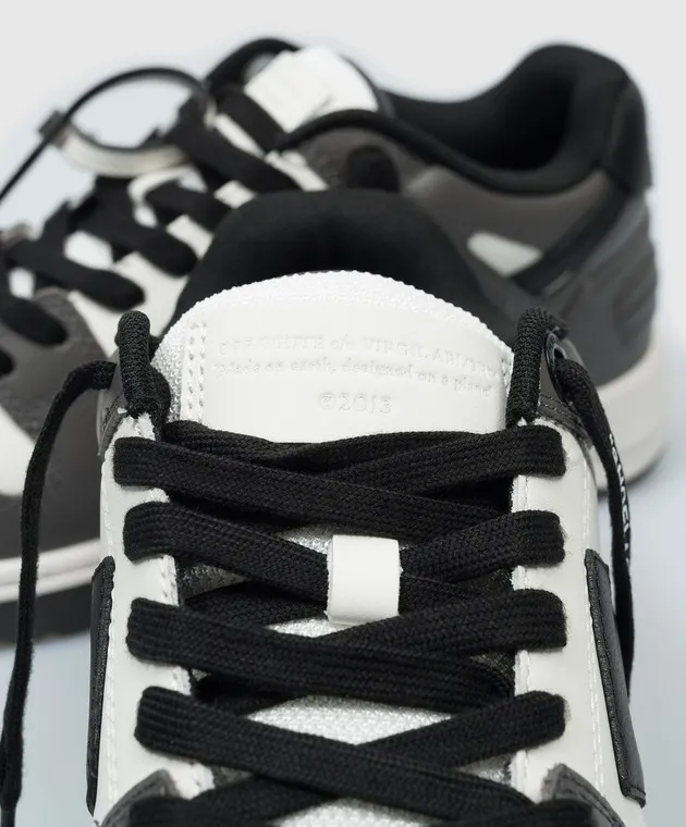 OFFWHITE OUT OF OFFICE GRAY LEATHER SNEAKERS