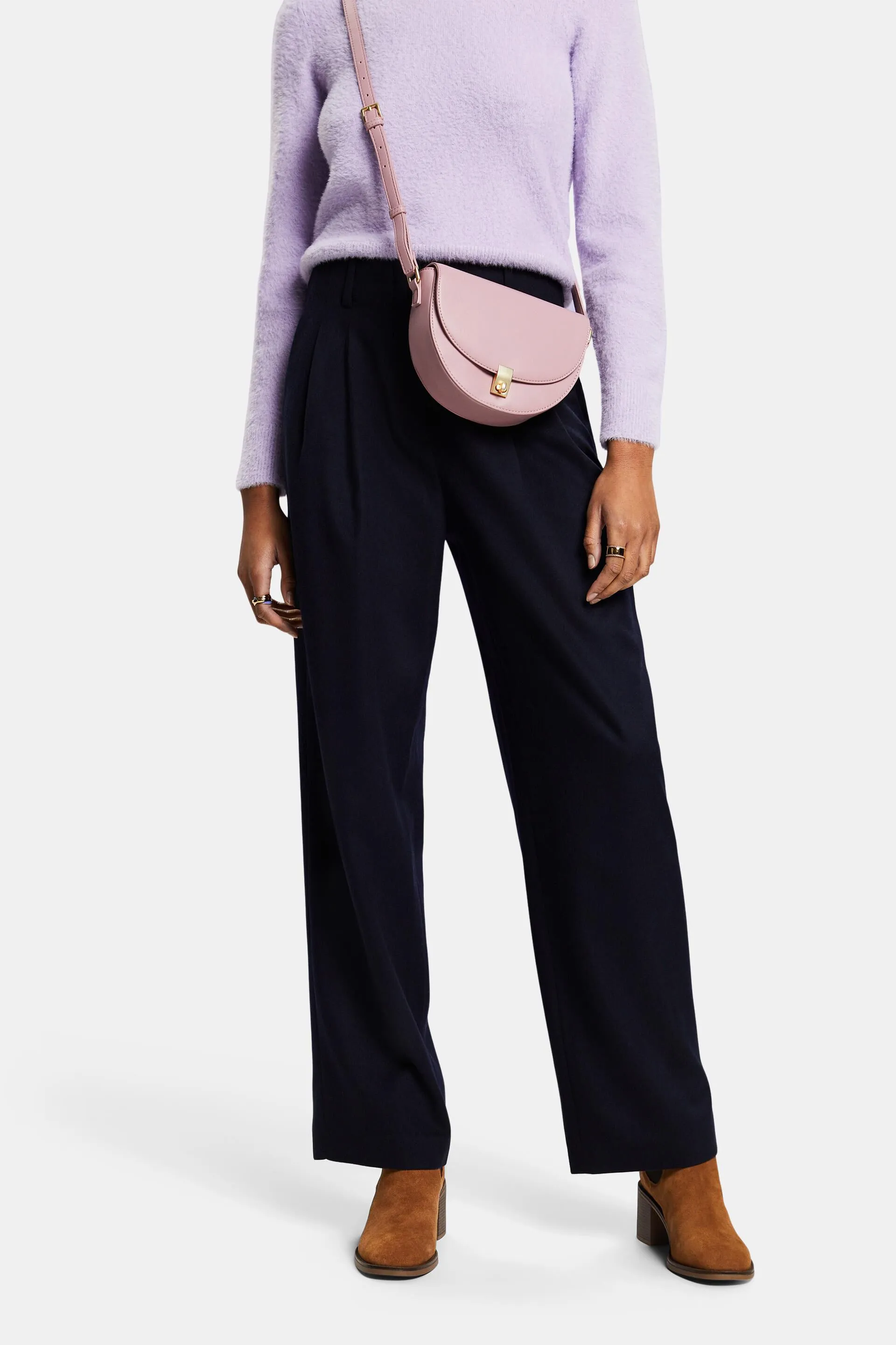 Pantalón de pernera amplia en mezcla de lana