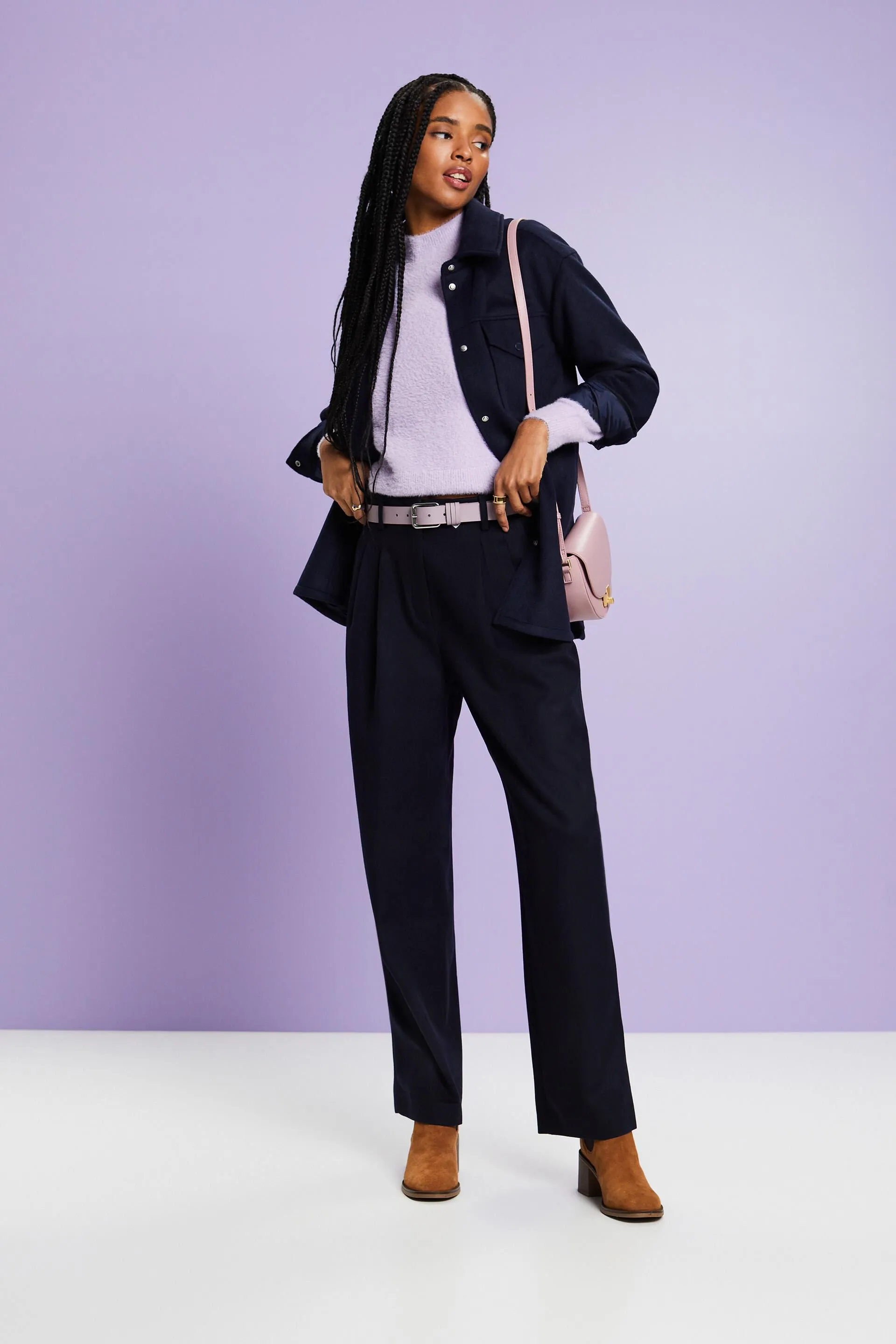 Pantalón de pernera amplia en mezcla de lana