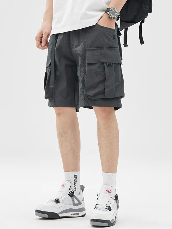 Pantalones cortos cargo sueltos con múltiples bolsillos para exteriores para hombre